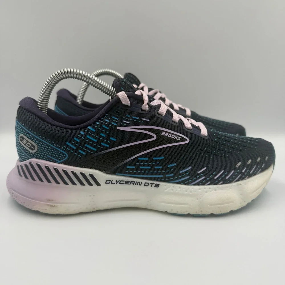 Brooks Glycerin GTS 20 Womens Size 7.5 Running Shoes 1203701B499 Black Pink Blue